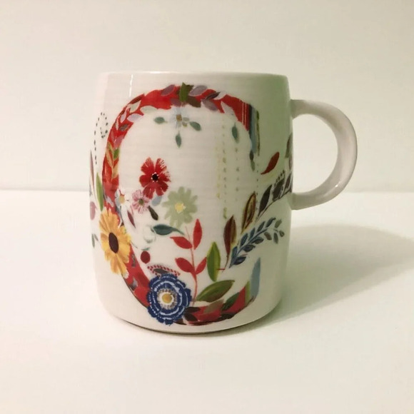 Anthropologie Starla M Halfmann Petal Monogram Letter C Initial Mug - Picture 1 of 12